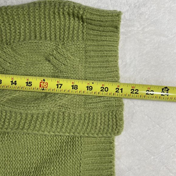 SweetSalt Women's Lg Avocado Green Cropped Chunky Knit Cardigan Boxy Brand New - Picture 7 of 7